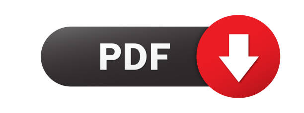 PDF black and red vector web button with down arrow